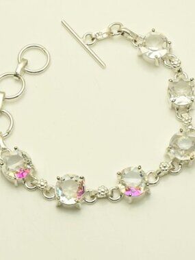 White Topaz Gemstone Sterling Silver Bracelet 13 Gms